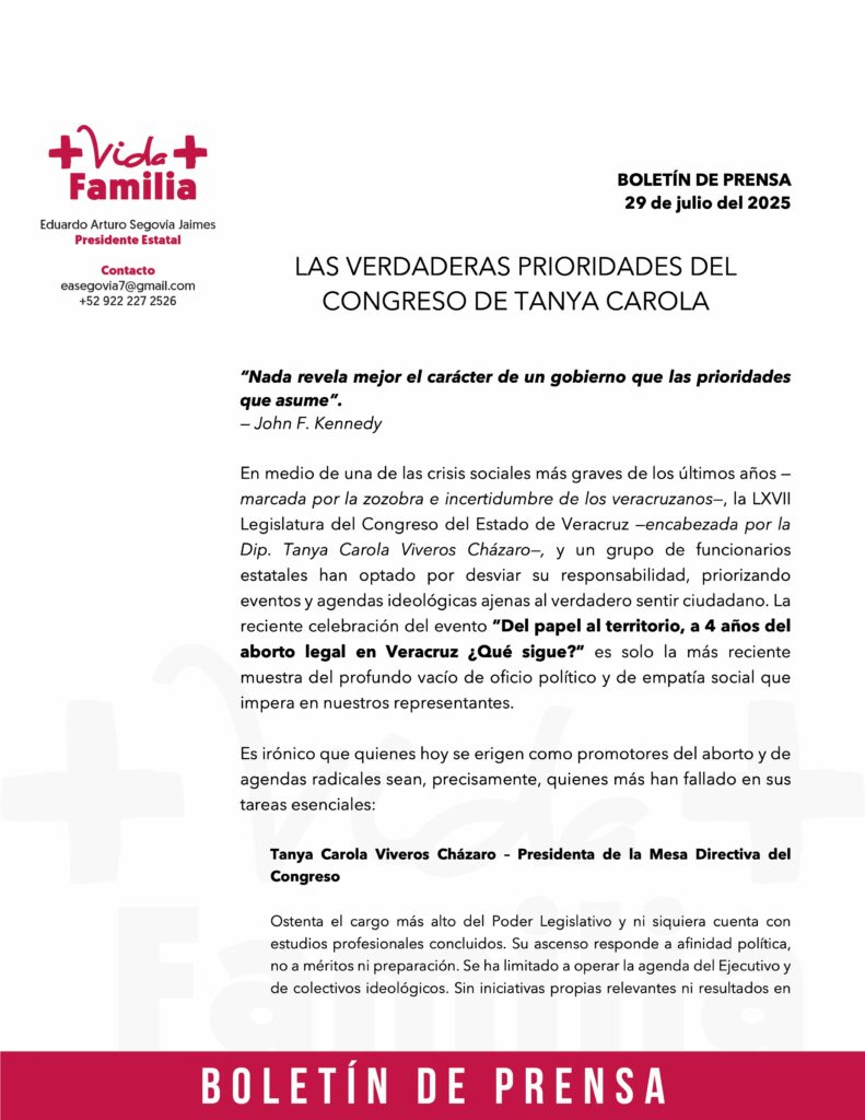 +Vida+Familia cuestiona al Congreso de Veracruz por anteponer agendas ideológicas 5 image
