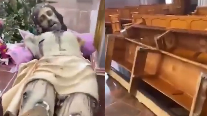 andalizan parroquia en Chavinda Michoacan y destruyen imagenes de Cristo y la Virgen