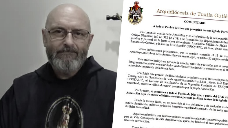 Arquidiocesis de Tuxtla decreta supresion canonica de FRICYDIM asociacion responde que el caso sigue en juicio