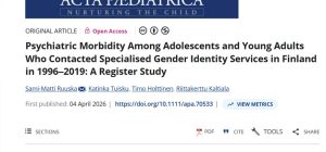 Estudio en Finlandia cuestiona que la reasignación de sexo mejore la salud mental en jóvenes