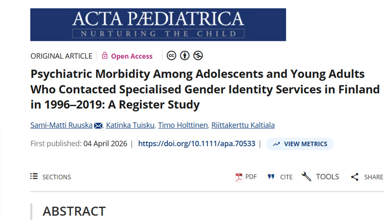 Estudio en Finlandia cuestiona que la reasignacion de sexo mejore la salud mental en jovenes