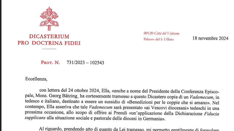 Doctrina de la Fe revive antigua advertencia contra bendiciones en Alemania… y los obispos siguieron adelante