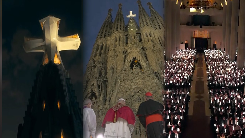 Leon XIV bendice la torre de Jesucristo en la Sagrada Familia y llama a una fe que transforme la vida