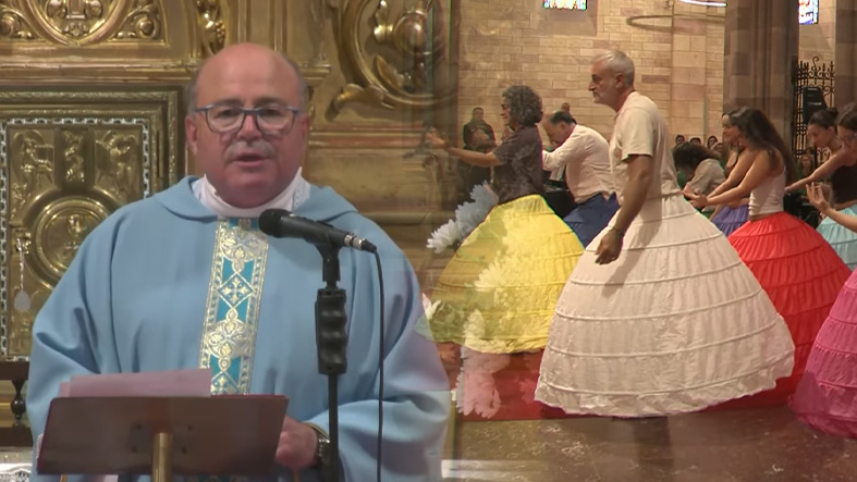 Polemica en Torrelavega cuestionan al parroco por negar literalmente la Asuncion de Maria y promover bailes en el altar